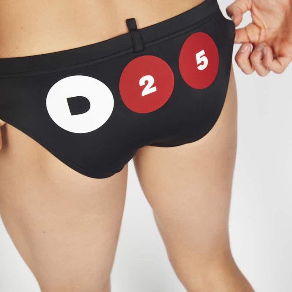 Daquared2 25th Anniversary Men's Black and Red Swim Briefs XS 46 Made in Italy